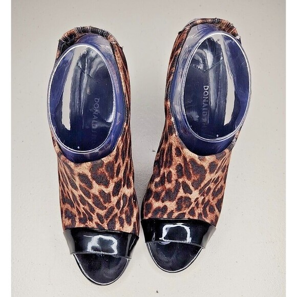 Donald J Pliner Mink Slingback Sz 8 Leopard Print Patent Leather Peep Toe Heel - Picture 3 of 8